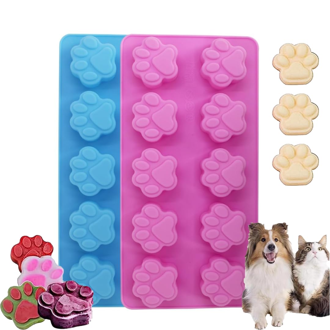 Skytail Puppy Dog/Cat Animal Paw Shape Silicone Mould for Chocolate Candy Jelly Ice Cube Dog Treats Cupcake Baking Mould Muffin pan Ice tray Cookie Reusable Pet Baking Mould for Pet Lovers Pack of (1)-image-17