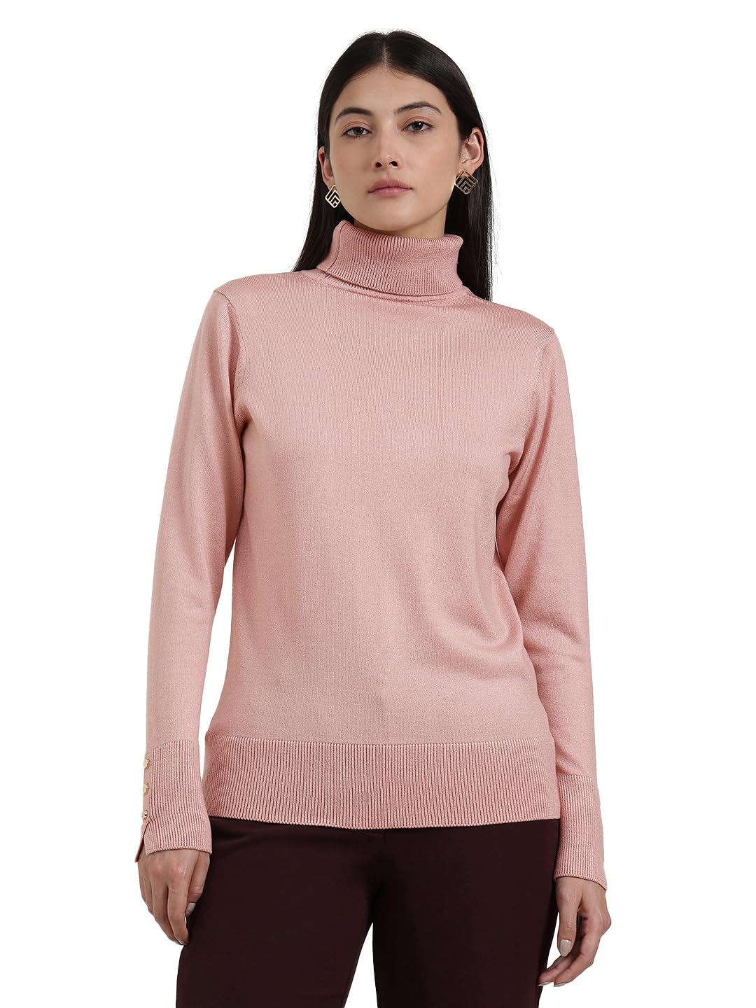 fablestreet Women's Pullover Sweater | Regular Fit Turtle Neck with Gold Button Detail | Soft Acrylic Fabric for Autumn & Winter Wear-picture-37
