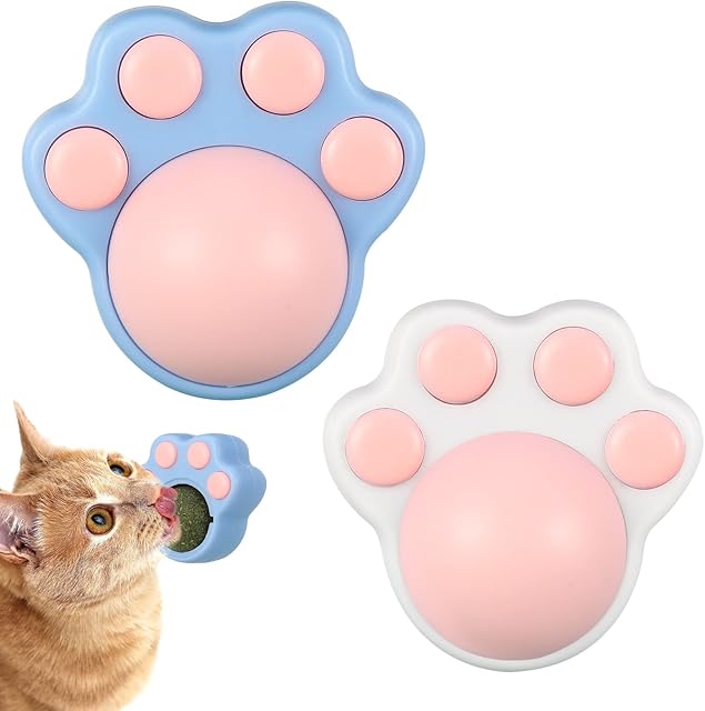 Chutoral 2Pack Catnip Balls Toys for Cat, Cat Nip Ball Cat Toys Catnip Edible Balls Catnip Edible Wall Ball for Kitten Cat Paw