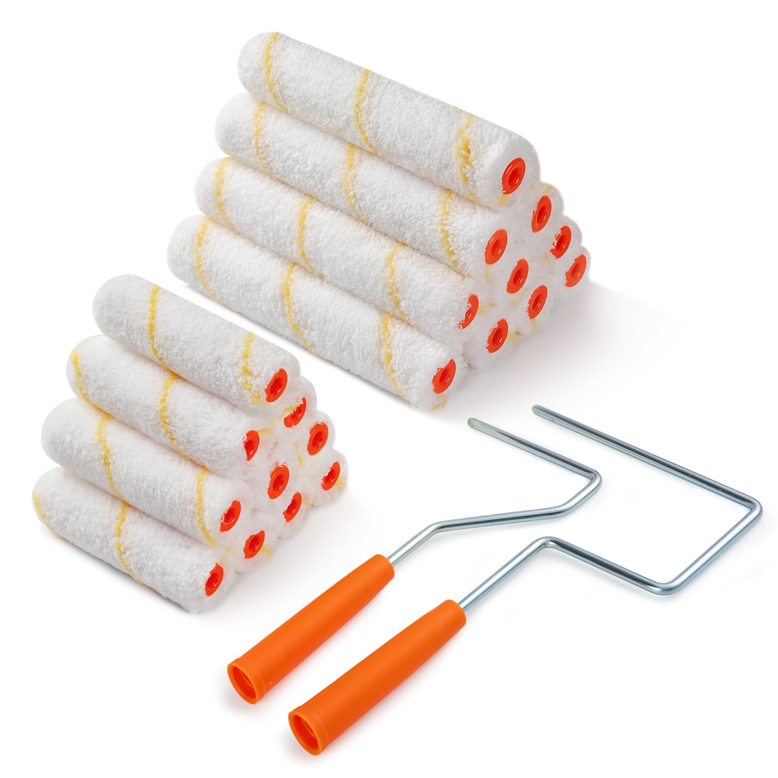 Rodillo de pintura de microfibra, 4 y 6 pulgadas, cubiertas de rodillo de pintura pequeñas (siesta de 3/8 pulgadas, paquete de 20), mini rodillos de pintura para pintura de casa con marco de