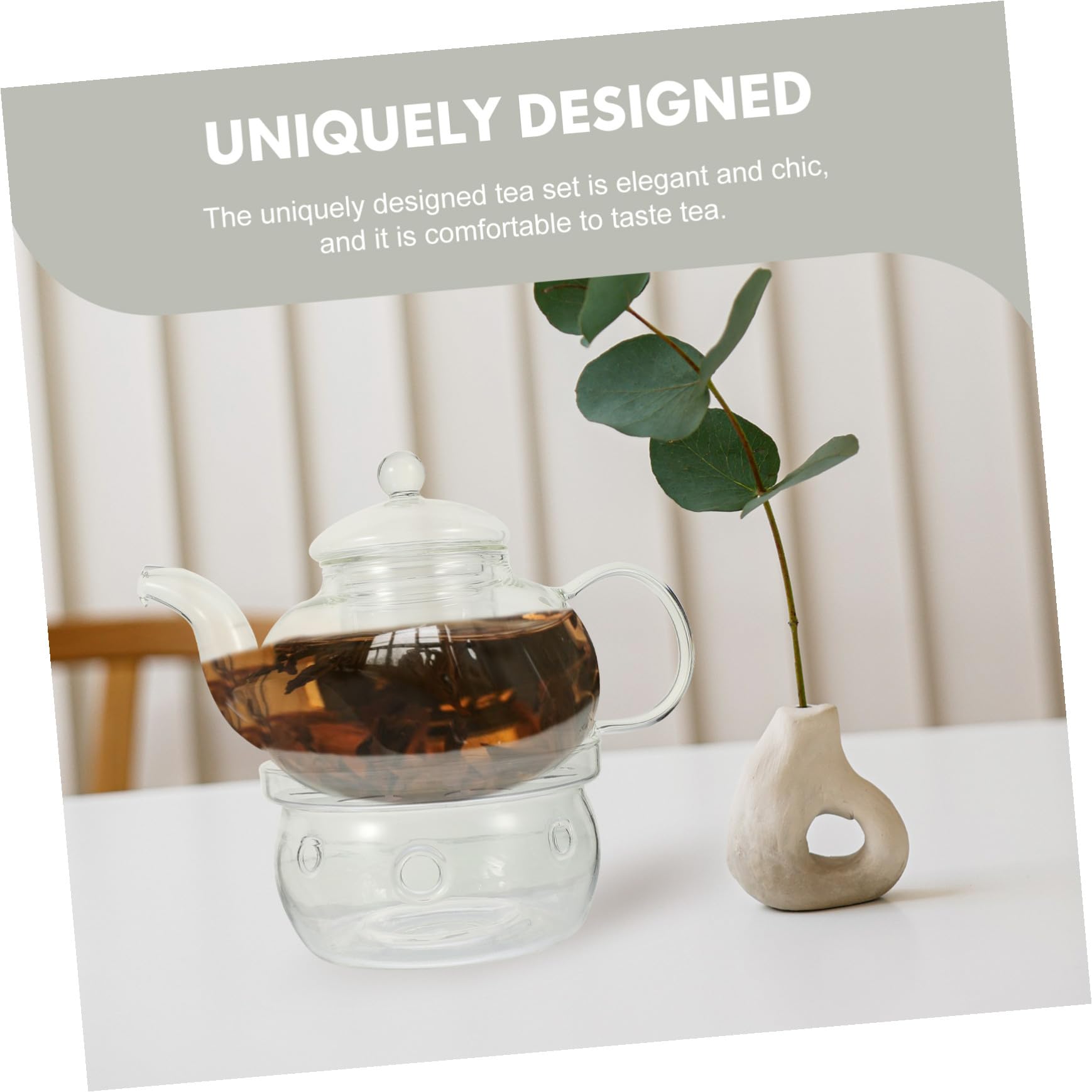 Cabilock Glas Teekanne mit Tassen Teesieb und Griffdesign für Teezeremonie Geeignet für Zuhause Büros und Tee-Liebhaber