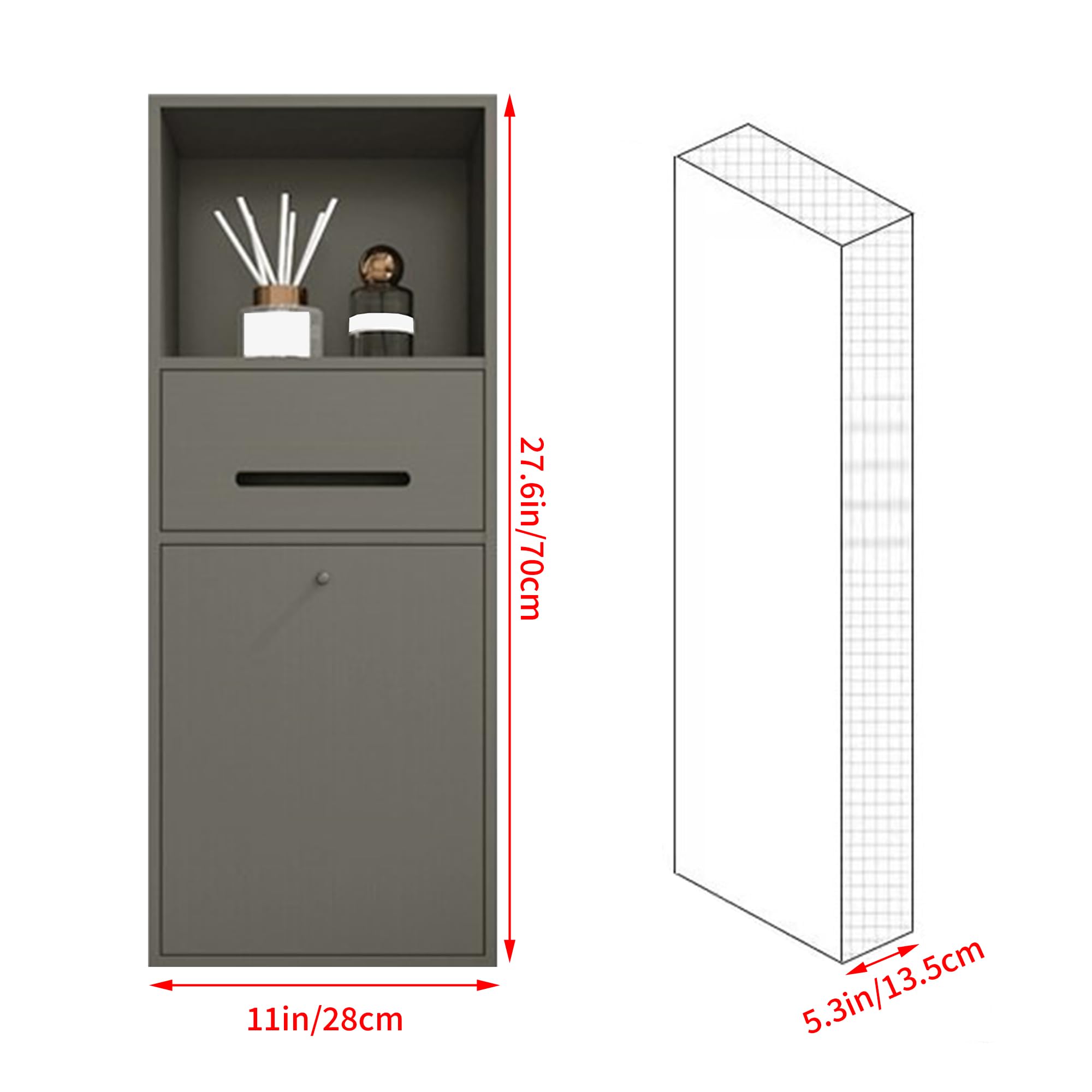 Toilettenpapierhalter aus Edelstahl, 27,9 x 70,1 cm, ideal für Badezimmer, Hotels und Restaurants, modernes graues Design für platzsparenden Komfort