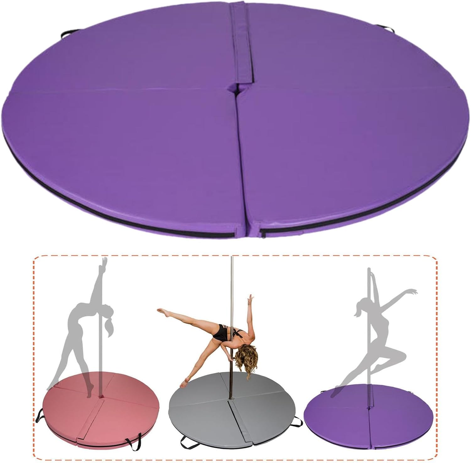 JISADER Folding Pole Dance Mat Dancing Floor Cushion,Versatile Convenient Yoga Pad Equipment for Outdoor Training, Light purple