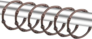 Shower Curtain Hooks, Rustproof Decorative Shower Curtain Rings Metal Round Shower Hooks for Bathroom Shower Rod, 12 Pack (Oil Rubbed Bronze)