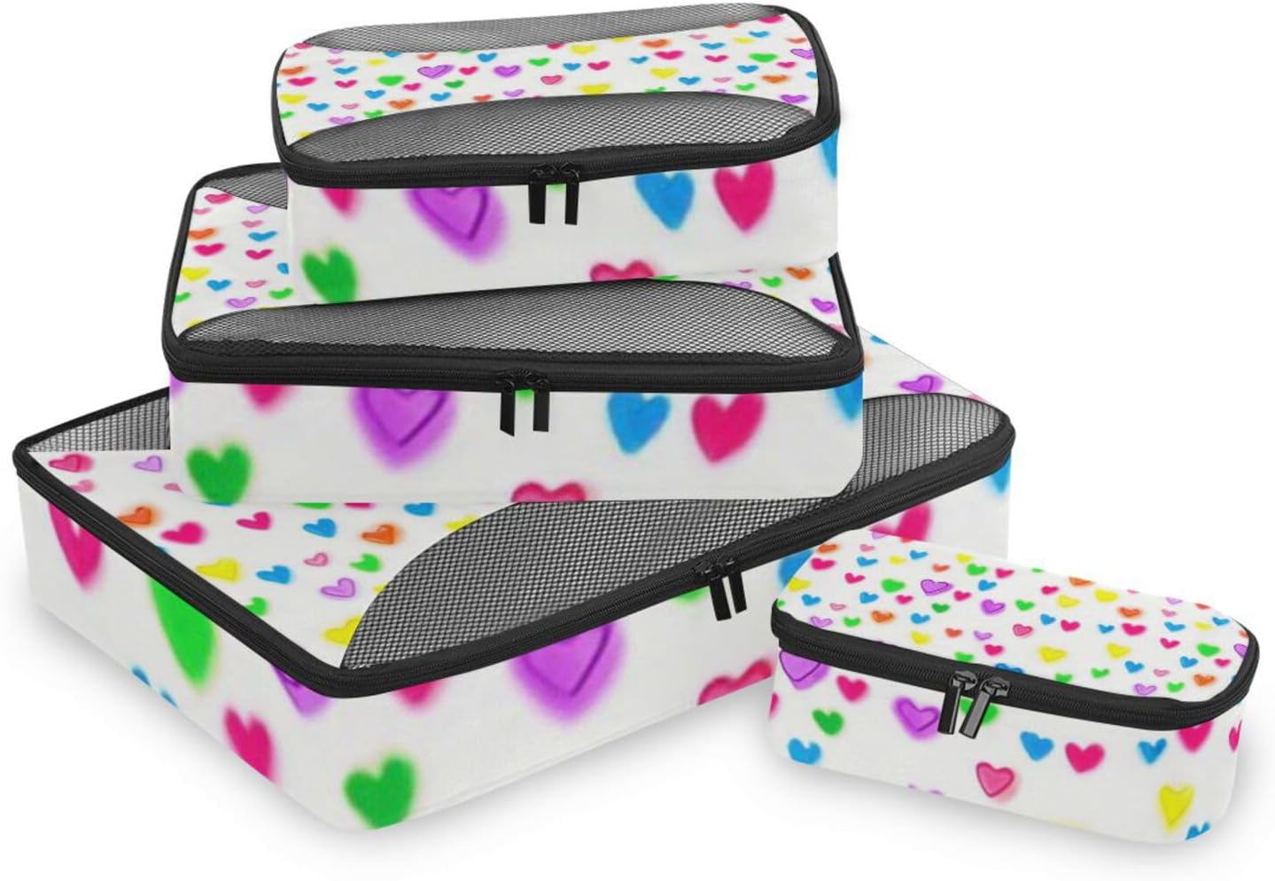 Neon Cololove reds 4 Pcs set organizer bags set Mesh Travel Essentials expandable packing cubes for women