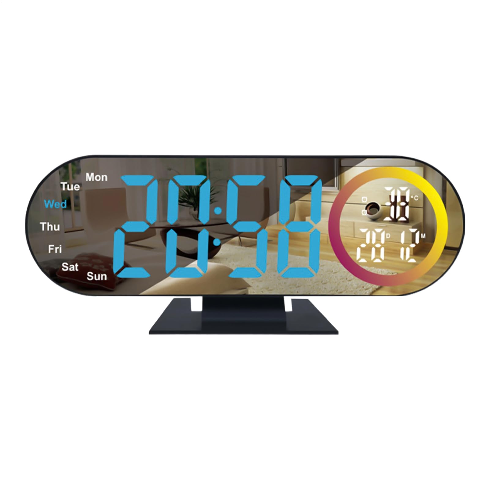 Petit Réveil Miroir LED Idéal pour Dortoir Étudiant et Bureau Connecté