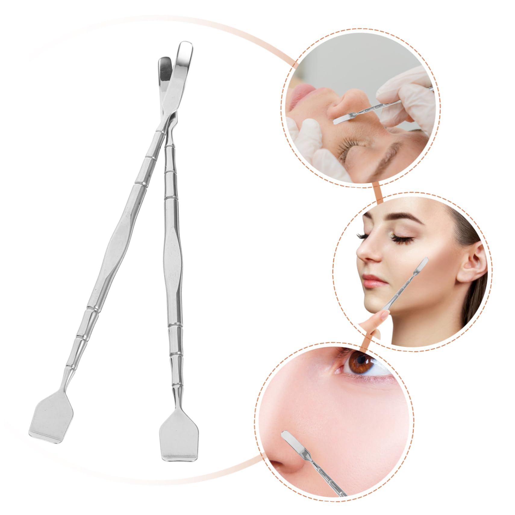 OUNONA 2Pcs Stainless Steel Blackhead Extractor Tools for Facial Care Comfortable Grip Durable Design for Women for Blackhead Removal and Skin Cleansing