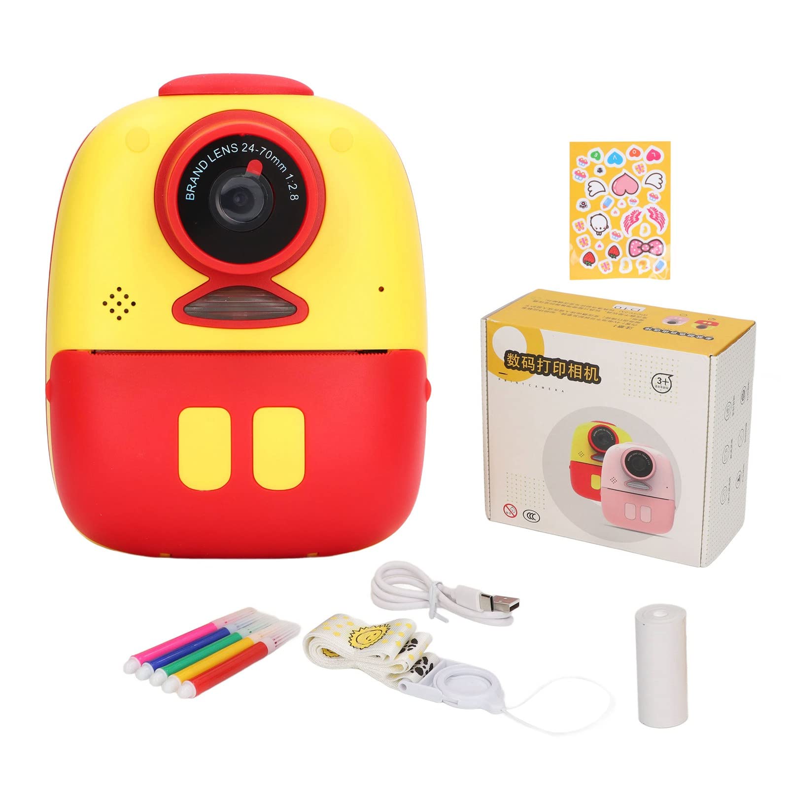 Camera istantanea, telecamera per bambini, stampa istantanea, USB Charge 10x Magnificazione LED LED Video Light Registrazione per bambini con penne, per la famiglia dei