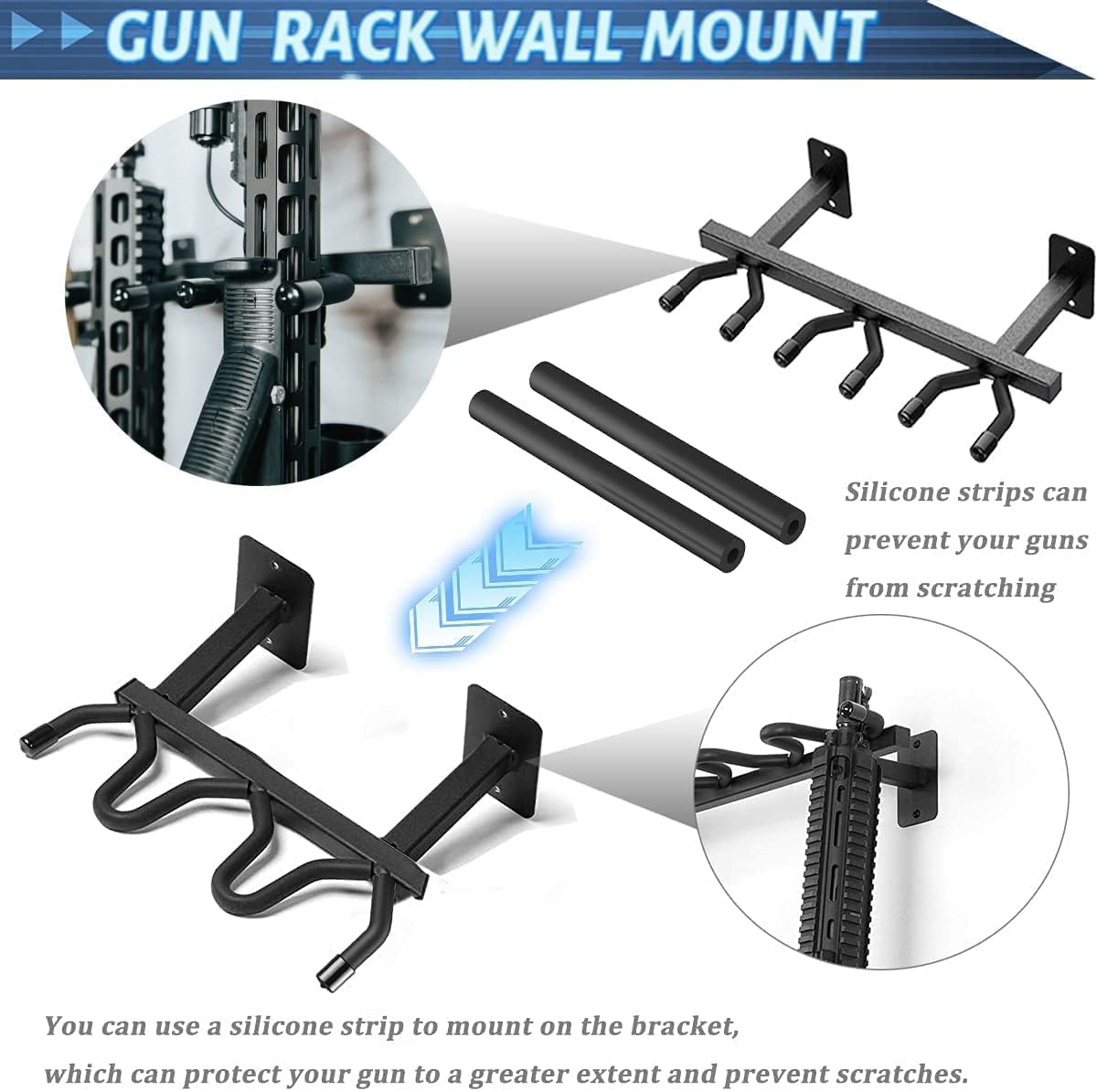 Gun Rack Wall Mount 2x3-slot Gun Free-Standing Rifle Rack,Sturdy Metal Rifle Storage Holder,Wall Gun Rack Firearm Free-Standing Indoor Display Stand
