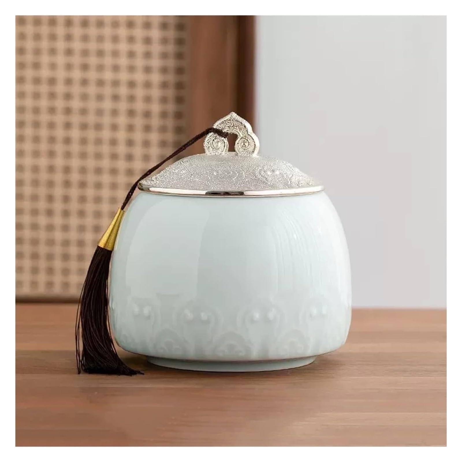 Vintage ceramiczny pojemnik na herbatę, słoik do przechowywania w kuchni, porcelanowy stylu chińskim