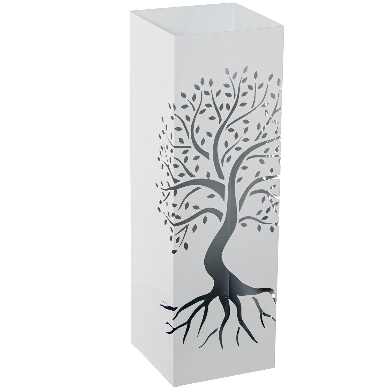 Porte-parapluie carré DRW en métal blanc de 49 cm pour entrée