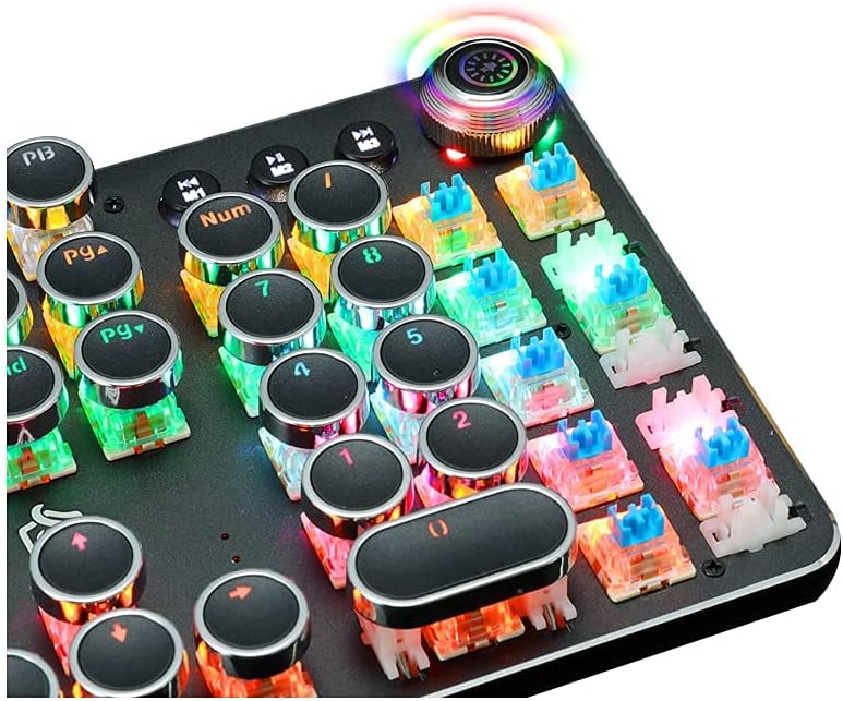 K820 Multimedia Mechanical Keyboard Retro Punk Button keycap Luminous Mechanical Keyboard Computer Game Wired Keyboard, BLACK, 45x14x3CM