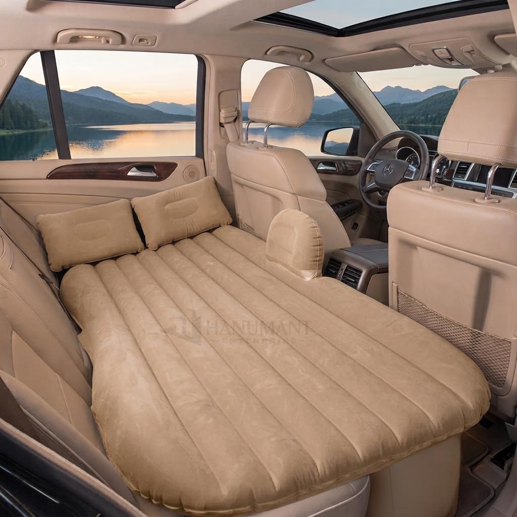 Premium Car Inflatable Bed with Pump & 2 Air Pillow|Quick Inflatable Back Seat Bed|Car Inflatable Mattress|Car Bed Mattress|Car Bed For Kids,Travel,Trip,Camping,Picnic,Pool & Beach|Universal Fit|Beige-image-17