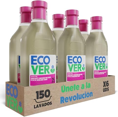 Ecover Pack Suavizante lavadora ecológico, Fragancia Apple Blossom/Almond, Paquete 6 Unidades x 750 ml