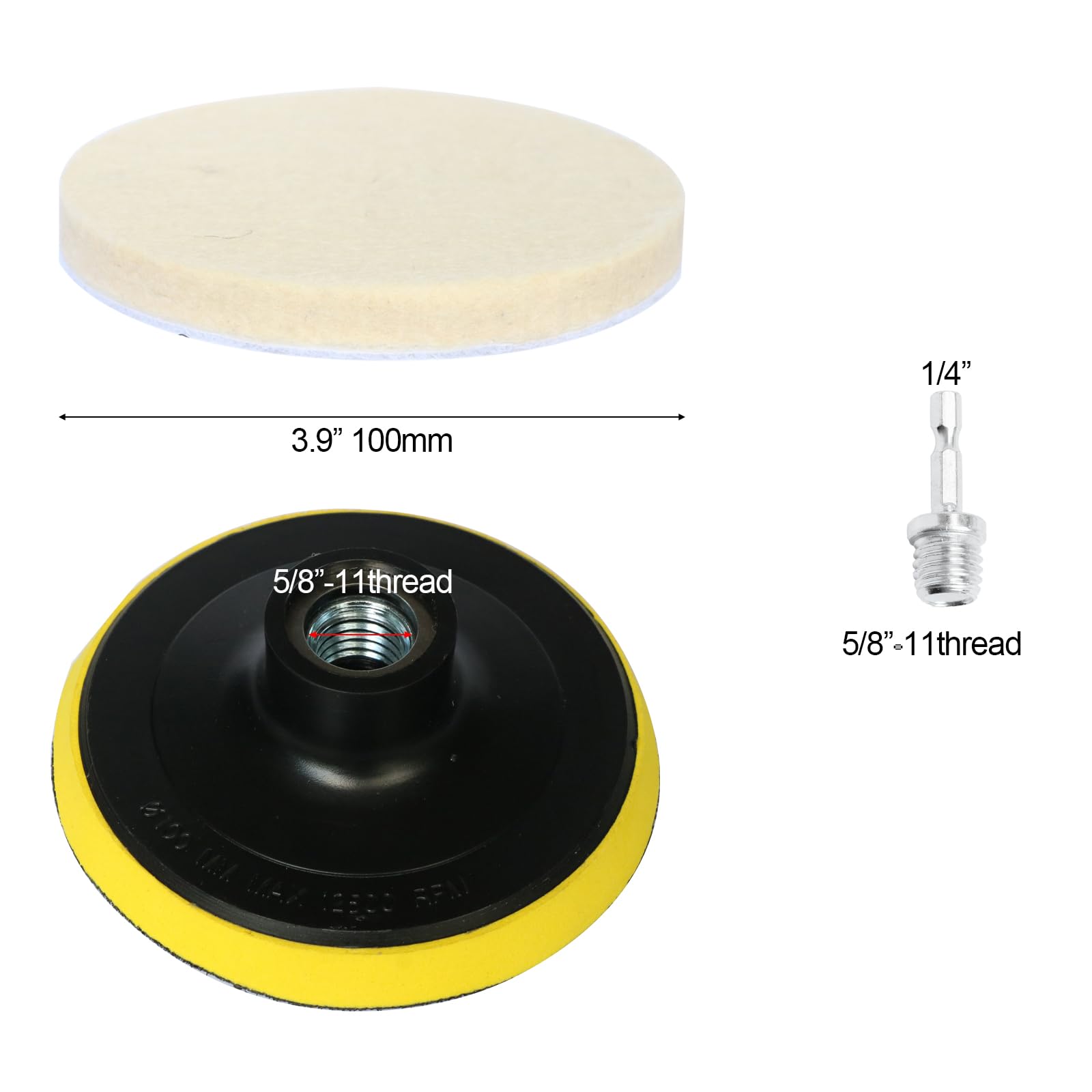 Feltro di lana lucidatura Pad lucidatura ruota kit per trapano, lucidatura fine di metallo vetro pietra (7)
