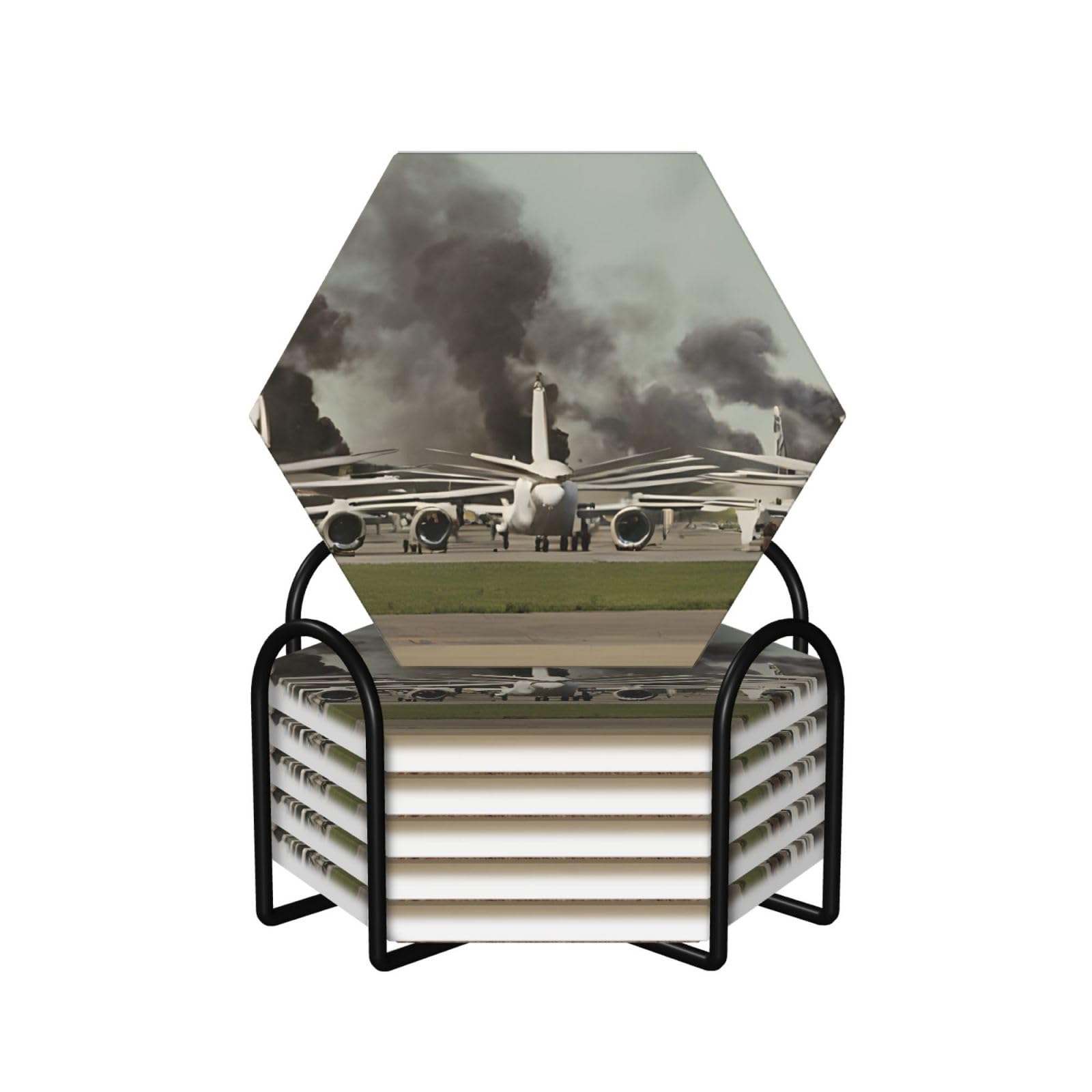 Dessous de verre en céramique avec support table maison décoration jet fighter