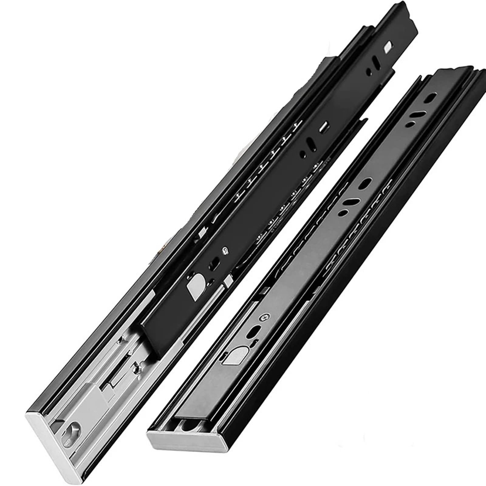 2Pcs 45mm Push-Open Drawer Slides Mute Track Rebound Three-Section Rail Hardware Accessories(14 inch (35cm))