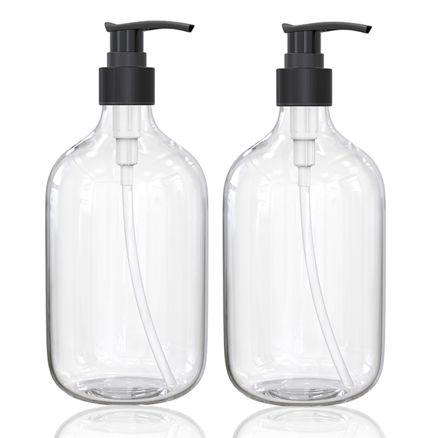 17 Ounce Clear Plastic Pump Bottle Dispenser, Refillable Empty Bottle Container with Pump for Essential Oil Soap Lotion Shampoo, 2 Pcs