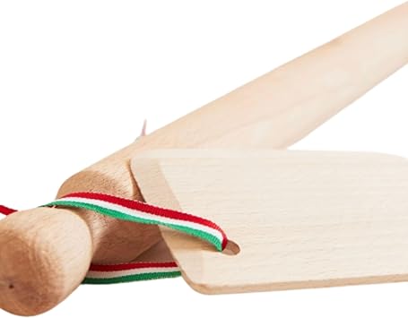 Italian Hand Made Mattarello Pasta Rolling Pin and Dough Scraper Set