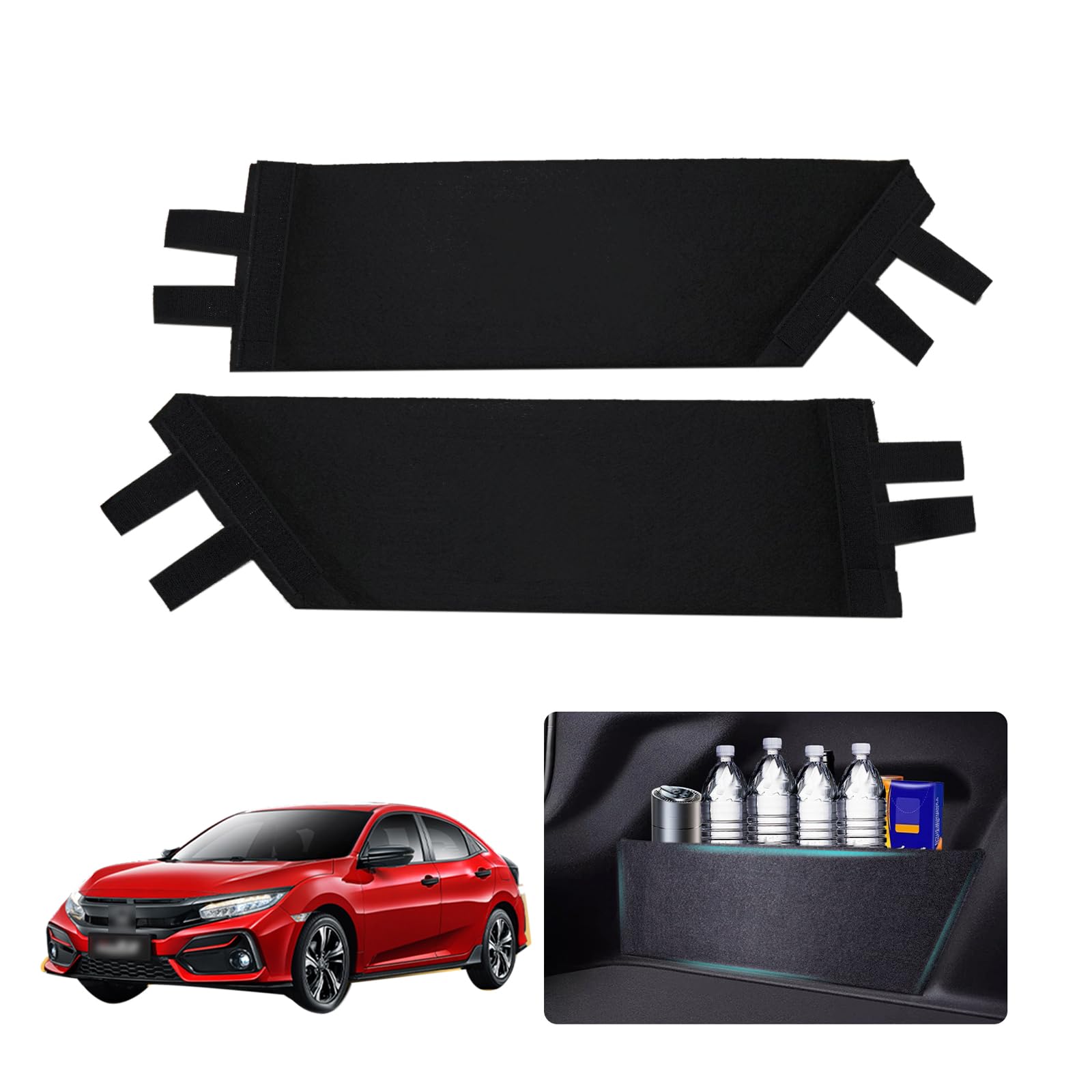 Frencstr Rear Trunk Organizer Side Divider Sticker fit for 2016-2021 Honda Civic 10th Gen Hatchback Trunk Side Storage Baffle Partition Board for Honda Civic Accessories 2PCS