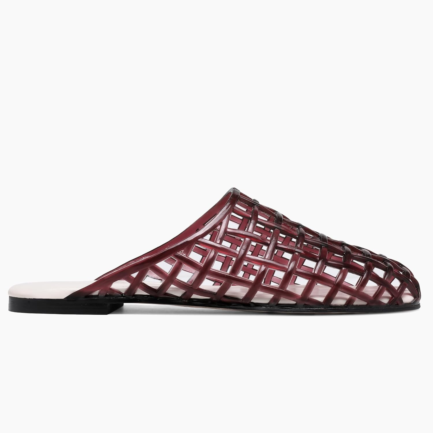 Condition photo showing New/Like New for Size 7.5 Red Mesh Jelly Mules for Women Clear Hollow Closed Toe Flat Sandals Beach Jellies Slippers Summer Slide Shoes Black