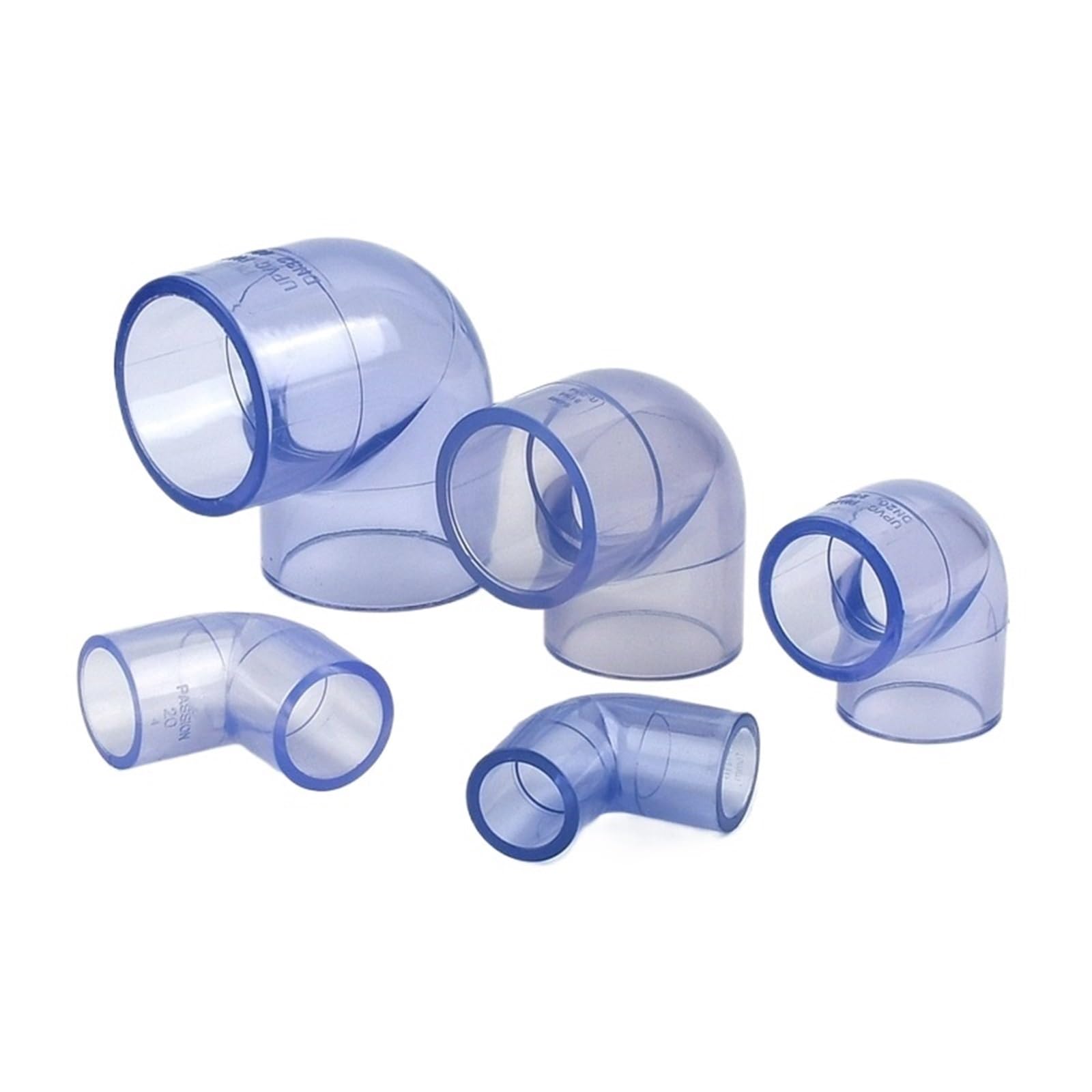 Raccord de Tuyau de Jardin Connecteur coudé Transparent en PVC de 16 à 63 mm for réservoir d'irrigation de Jardin, raccords de tuyaux d'eau de diamètre égal en PVC(Inner Dia 40mm)