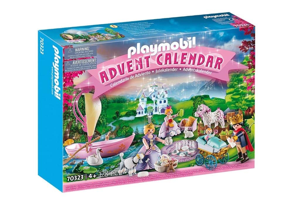 PLAYMOBIL Adventskalender 2021 - 70323 Königliches Picknick im Park mit zahlreichen Figuren, Tieren und Zubehörteilen hinter jedem Türchen sowie einem schwimmfähigen Boot, 128-teilig, Ab 4 Jahren