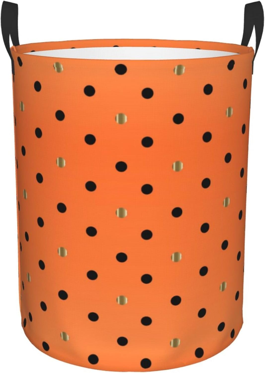 Large Laundry Basket, Gold and Silver Polka Dots on Navy Blue Laundry Hamper Bag Collapsible Washing Bin With Handles for College Dorm, Family Essentials Storage