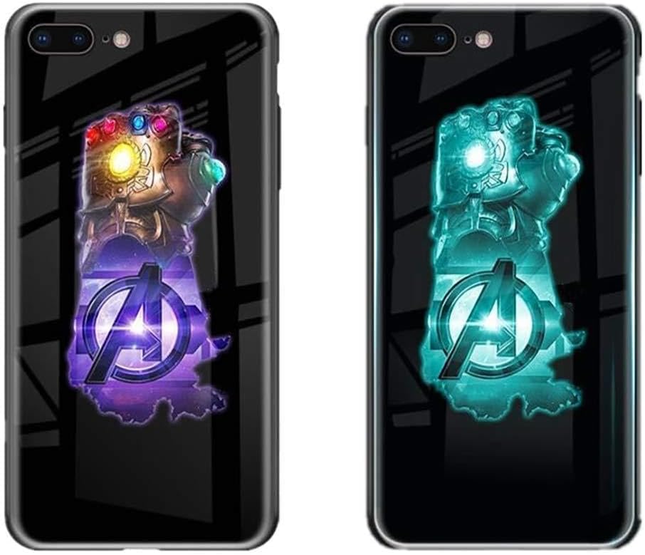 Tanos Super Hero War of Infinity Gauntlet fist Luminous Glow Fashion Luxury Tempered Glass Hybrid Case for iPhone Devices (iPhone Xs Max)