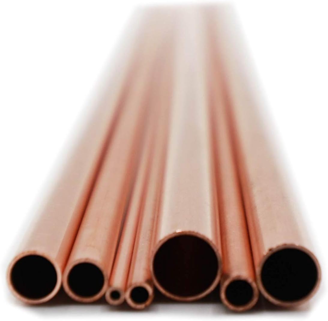 K&S Precision Metals Round Copper Telescopic Tubing Assortment 3404 – 7 Tubes, 1/16" to 1/4" OD, 12" Length, 0.014" Wall – DIY Projects, Made in USA