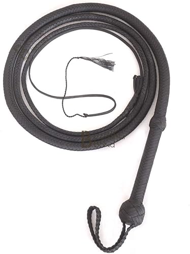 Indiana Jones estilo 6 pies 8 trenza negro Bullwhip para cable de nylon Bull Whip