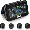 Tire Pressure Monitoring System with Detached Bracket, Wireless TPMS Solar Tyre Pressure Monitor with Air LeakTyre Pressure Alarm, 5 Bar199Psi for Caravan Truck RV Car, Large LCD Display