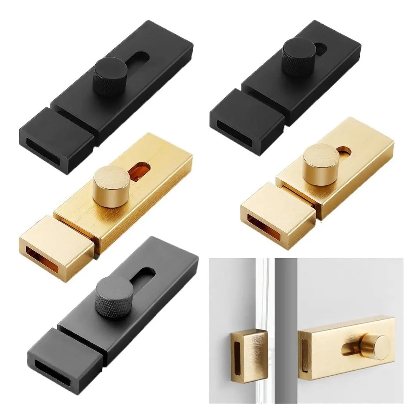 Kreativer Türschloss-Schutzriegel, Diebstahlsicherung, Haspe, Schiebescheune, Haushalt, Verdickung(Black,3 inch)