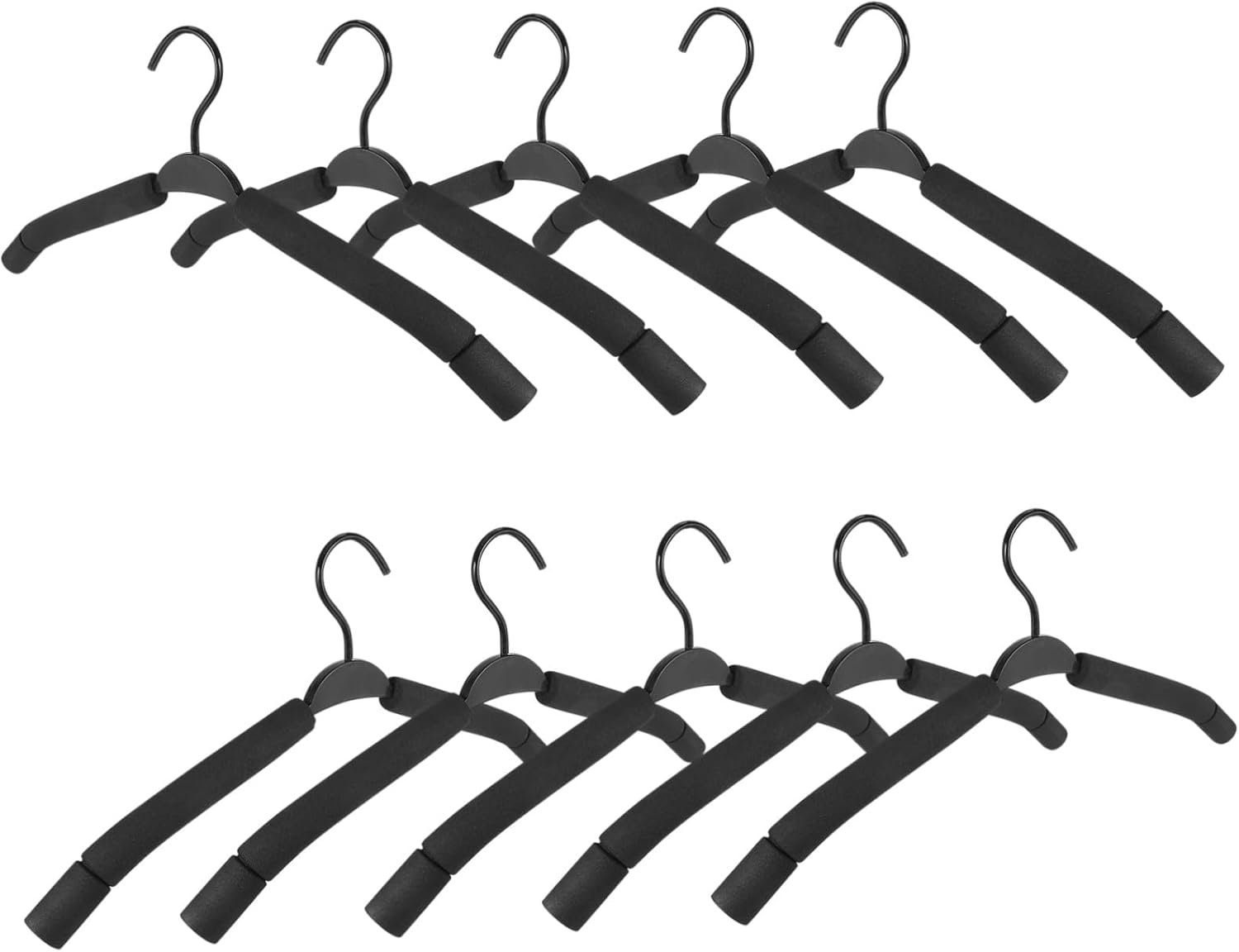 10pcs Black High-Density Sponge Pants Hangers Non-Slip Space-Saving Closet Organizer Household Hanging Rack for Jeans Trousers Slacks