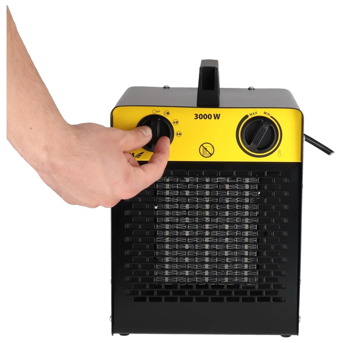 DEDRA Termoventilatore elettrico PTC 3,0 kW per ambienti fino a 30 m², con elemento riscaldante in ceramica, per ambienti ben isolati, termostato, protezione contro il surriscaldamento, tre modalità