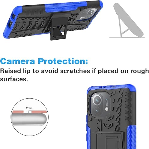Miniatura 5 de Funda de teléfono para Xiaomi Mi 11 5G con cubierta protectora de pantalla de vidrio templado y soporte soporte delgado, duro, resistente, híbrido,