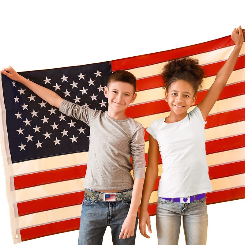 Build A Belt Boy's American Flag 1.25" Wide Flip Top Buckle with Adjustable Canvas Web Belt2