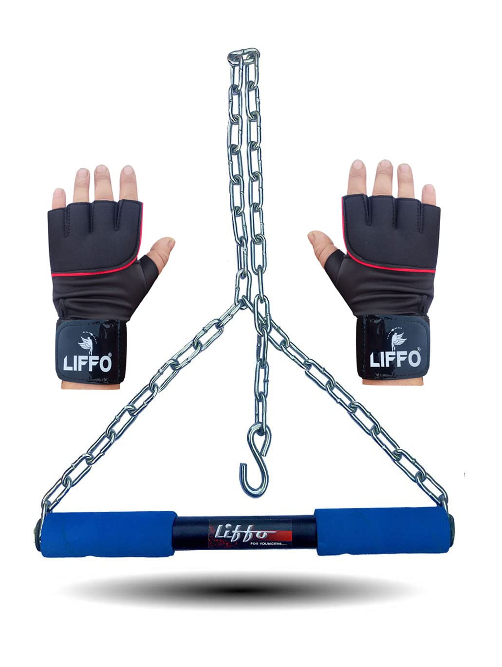 Liffo® Pull Up Bar Height Increasing Chain Hanging Rod Exercise, Fitness, Chin-up Bar with Weight Lifting Gloves (4FT) (B09Z89T9NF) Amazon Price History, Amazon Price Tracker