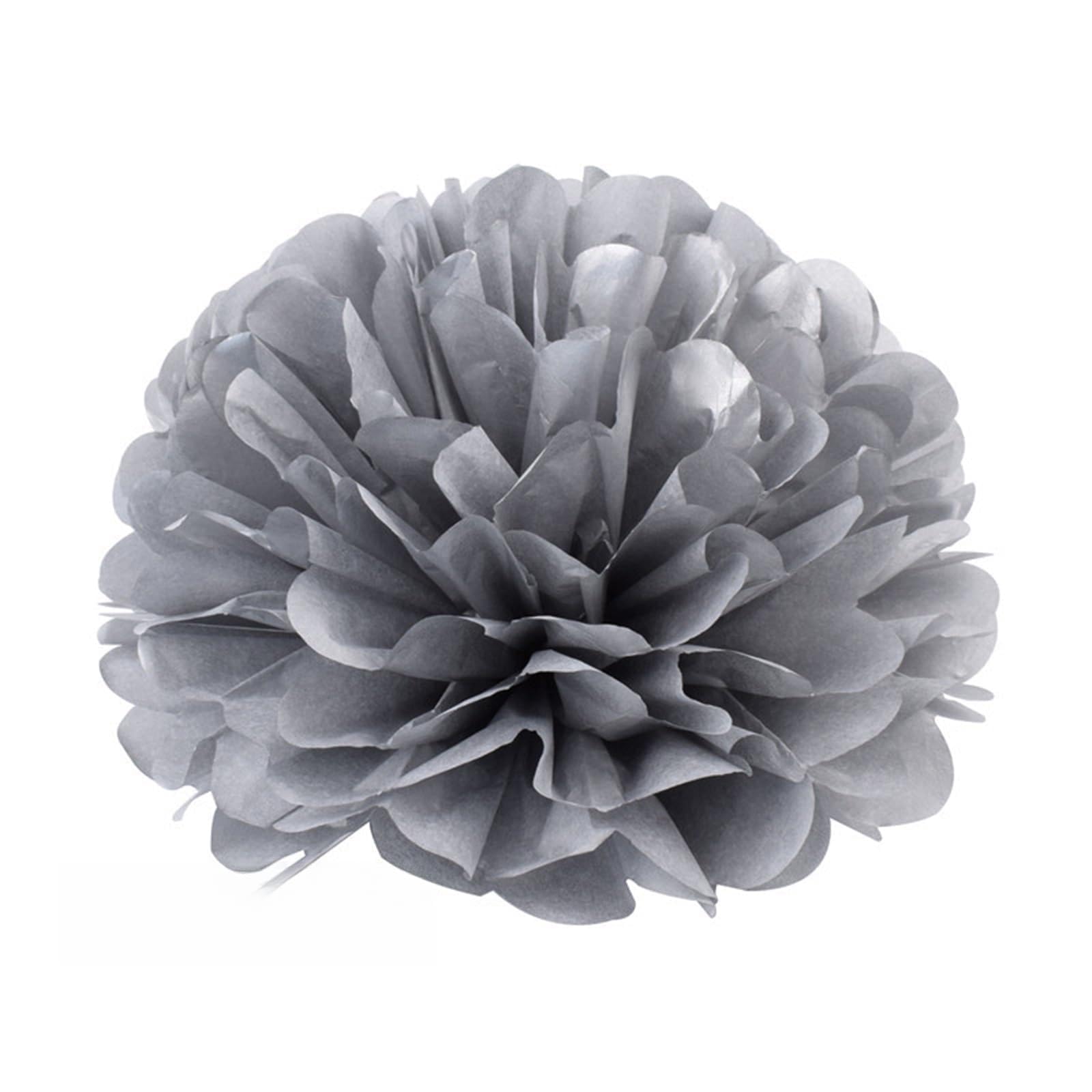 Paper Pom Poms 5pcs 4 6 8 10 12 Inch Tissue Paper Pom Poms Wedding Party Pompom Flower for Decoration Pompoms(Silver,4 inch 10cm)