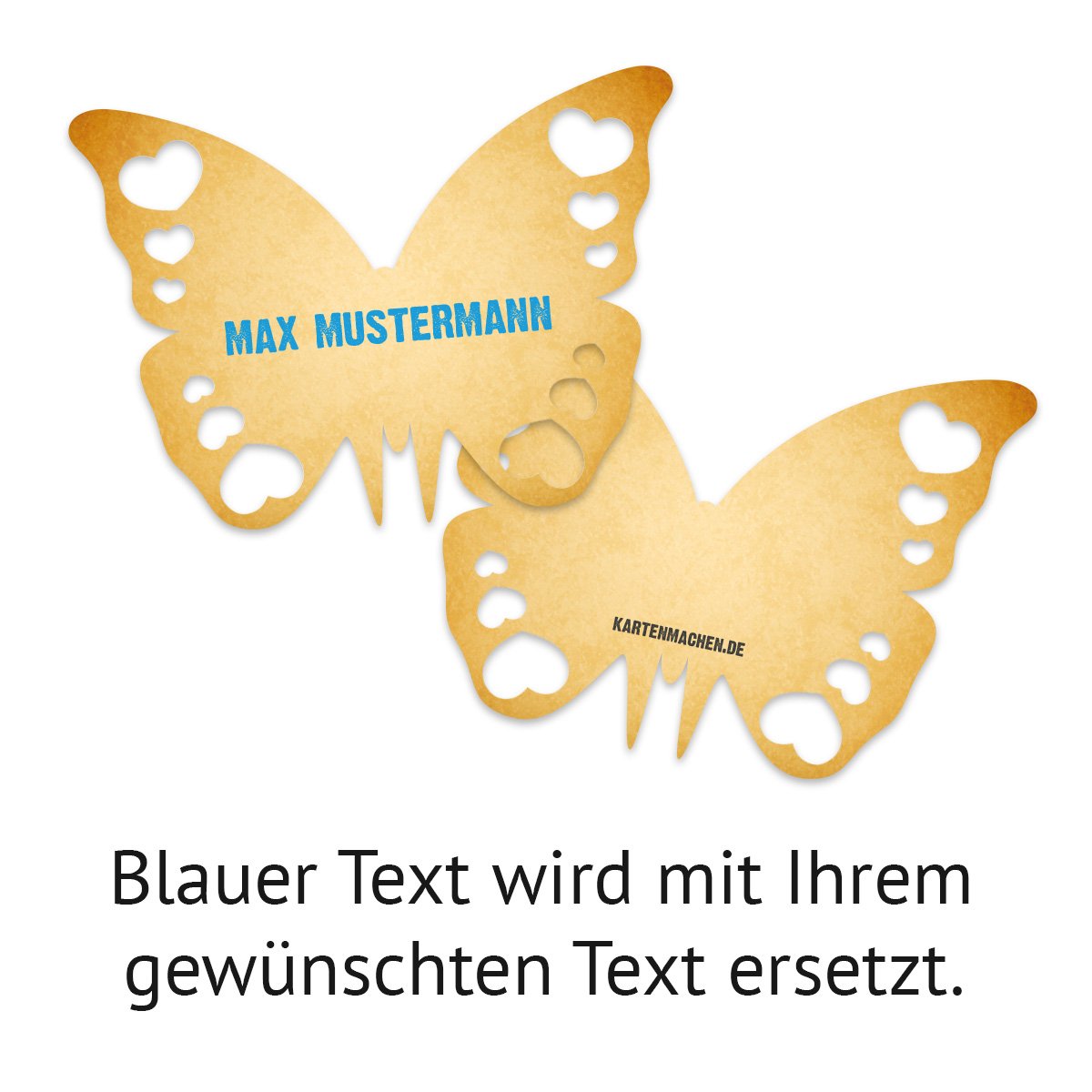 Tischkarten Hochzeit als Schmetterling (40 Stück) - lasergeschnittene Platzkarten in Vintage