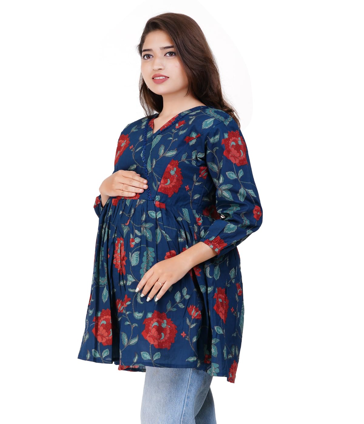 Feeding Top for Women – 100% Cotton Maternity Top, Feeding Tops for Women with Zip, Comfortable & Trendy Maternity Tops, Maternity Tunics & Nightwear-image-6