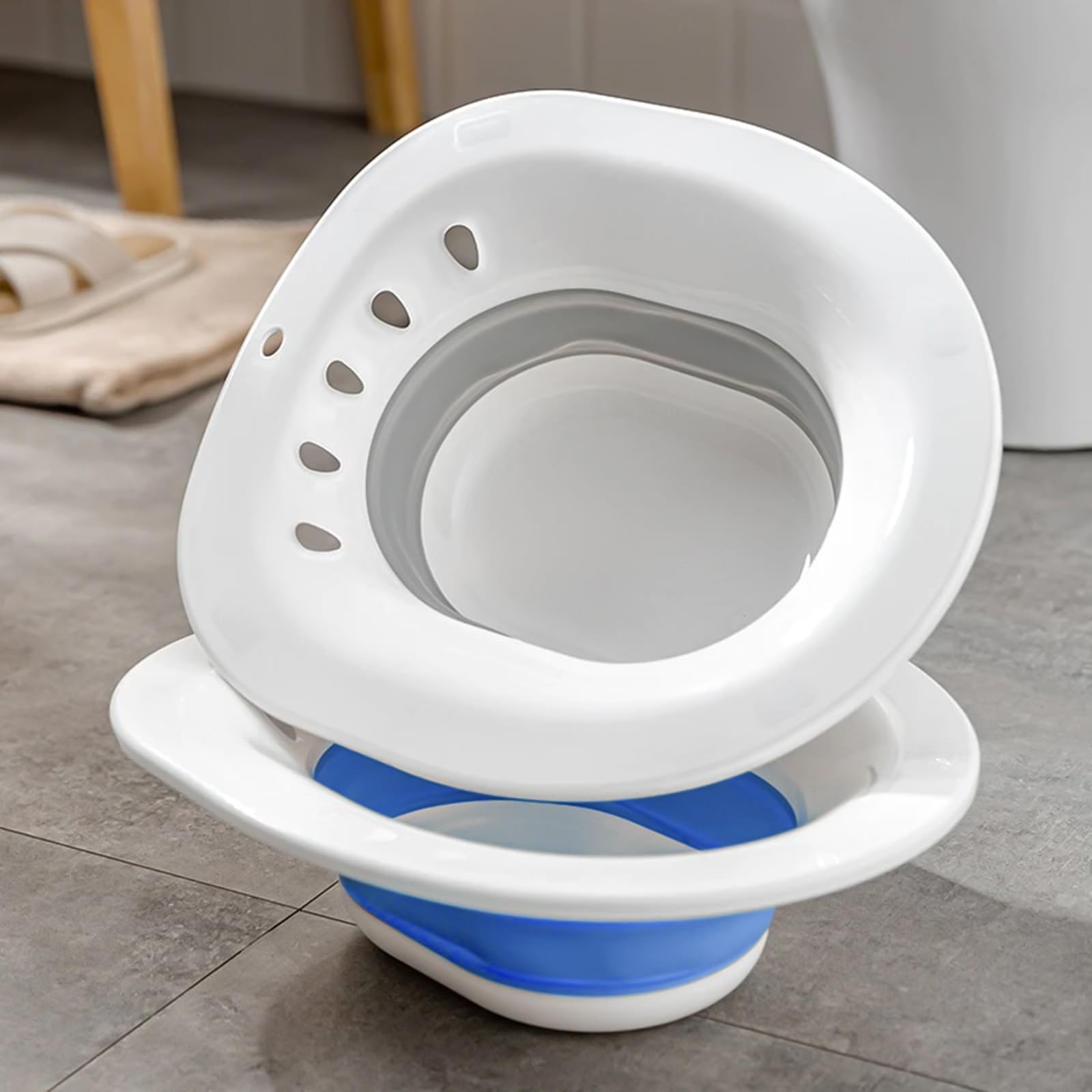 DEANIC Bidet Portatil Para WC, Bidet Portatil Para Hemorroides, Baño De Asiento, Cuidado Postparto, Tratamiento Del Perineo, Bide Portatil (Gris)