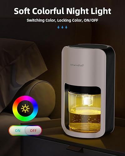 Miniatura 5 de TABYIK Deshumidificadores para el hogar, deshumidificador de 42 onzas para baño, deshumidificadores para habitación con apagado automático,