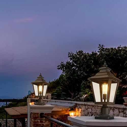 Miniatura 5 de Luces de poste grandes para exteriores, lámpara de poste con acabado negro, impermeable y antioxidante, moderna iluminación exterior de pilar de