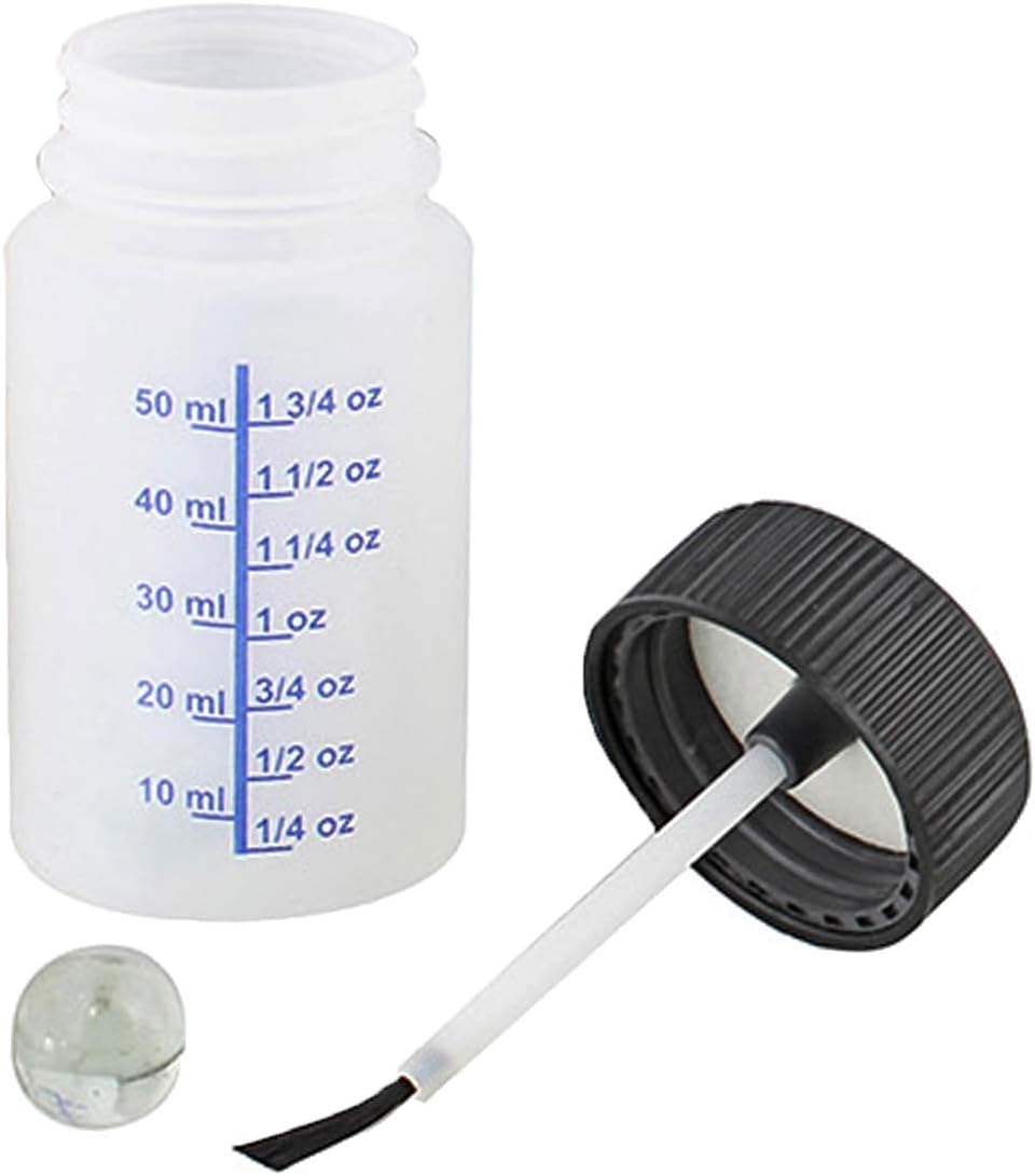 ABN Auto Paint Touch Up Bottles - 50pk Empty Paint Bottles with Brush Applicator and Mixing Marble, 2 Oz Bottles