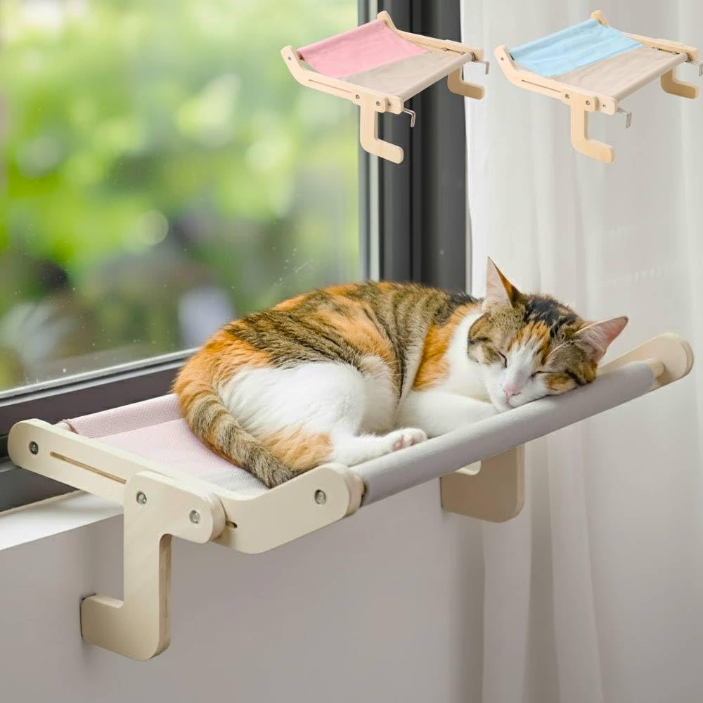 Amazon.co.jp: 猫 ハンモック 窓用 木製 引っ掛け式 穴あけ不要 耐荷重