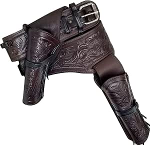 Modestone 44/45 Fondina Doppia Western Left Cross Draw In Pelle | Cintura Porta Pistola Rig Realizzata A Mano | Per Revole A Singola Azione Fino A 6'' - 5