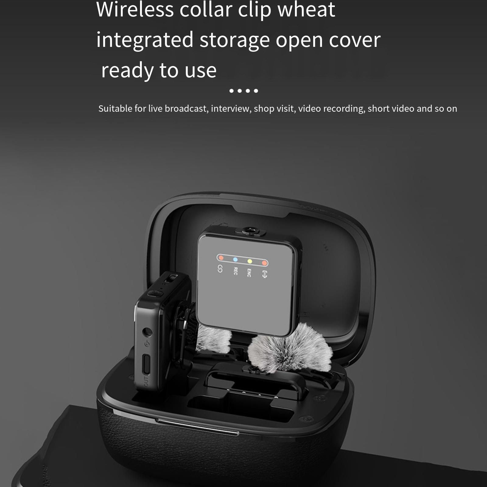 Microfono lavalier wireless, radio per cellulare e memoria integrata per microfono, apri il coperchio e registra audio trasmesso in diretta all'aperto