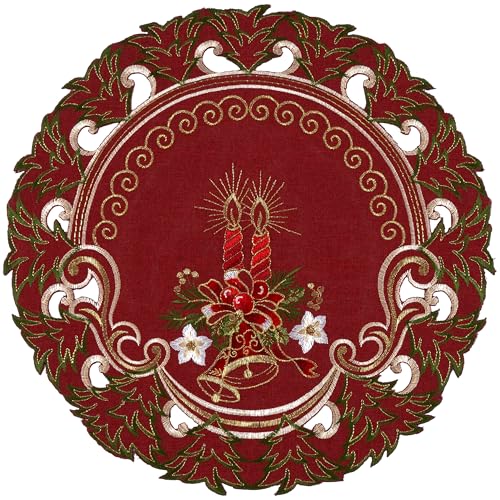 Tischdecke Weihnachten Mitteldecke Bestickt Deckchen Rund 40 cm...