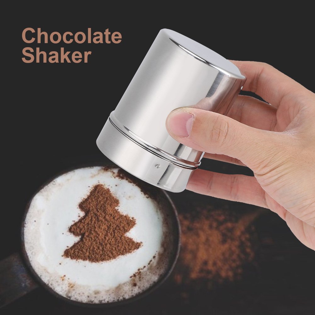 Stainless Steel Powder Shaker, Powder Shaker Mesh Shaker with Lid Cinnamon Sugar Shaker Cocoa Flour Coffee Sifter Cooking Tools for Coffee Cocoa Chocolate